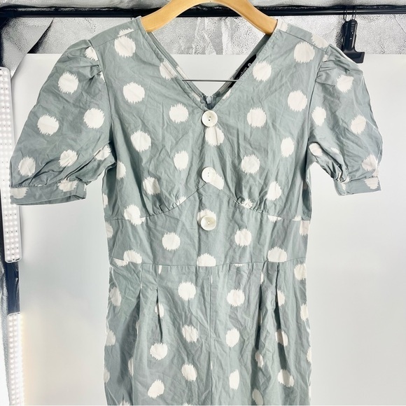 Indya Ikat Grey Cream House of India Earthen Bell Bottom Jumpsuit Size S NWOT - Picture 5 of 16